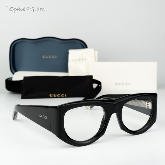 Gucci Women Sunglasses Black Transparent Rectangular GG1917S 002 BRAND NEW - Picture 1 of 8